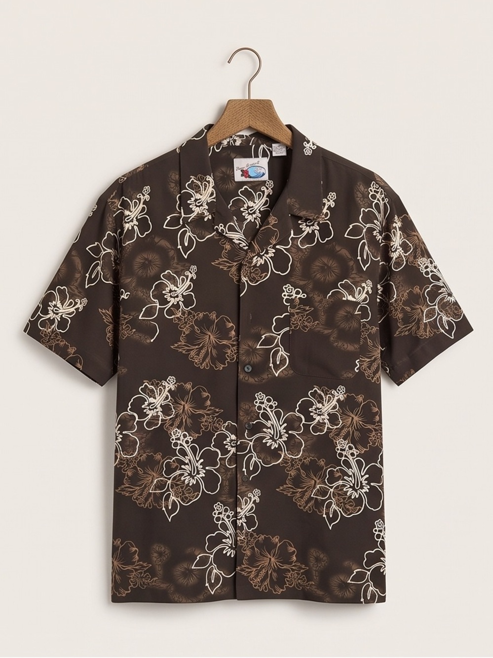 Short-Sleeve Floral Camp Shirt - Brown